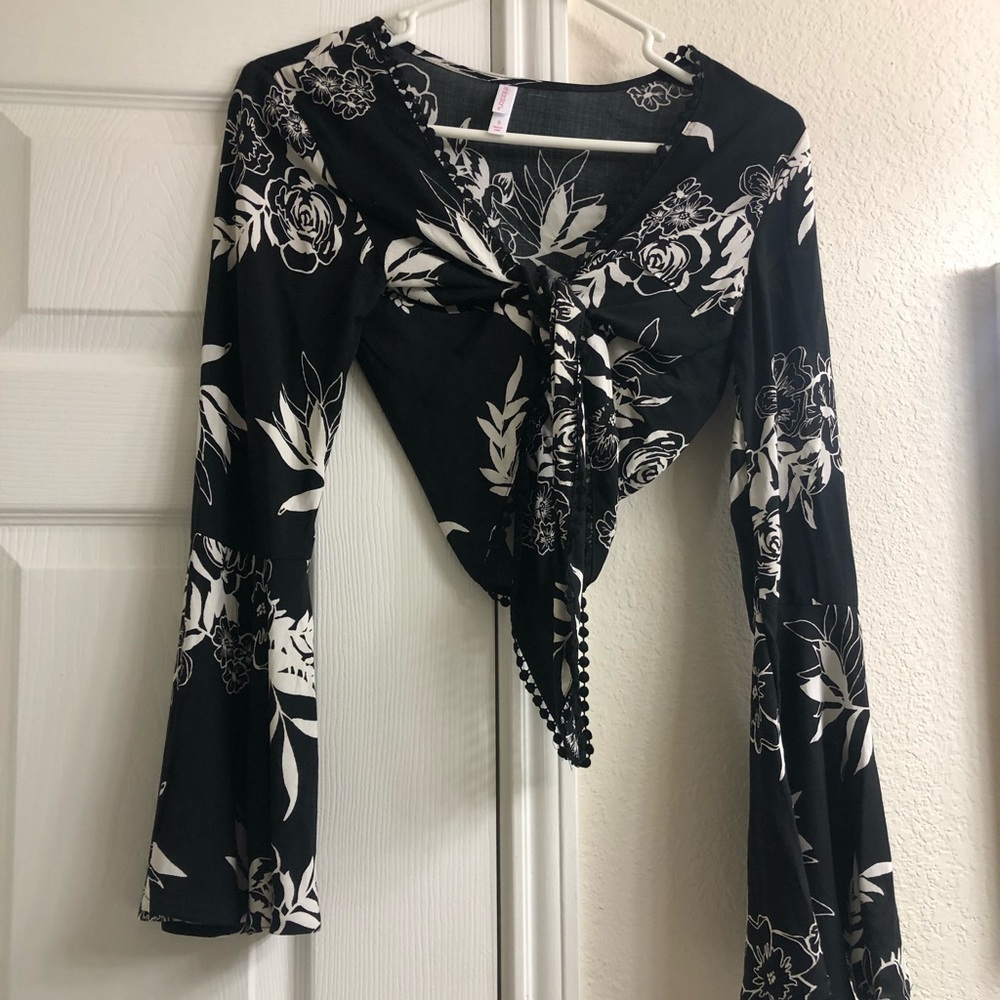 Hawaiian Crop Top with Tie Front